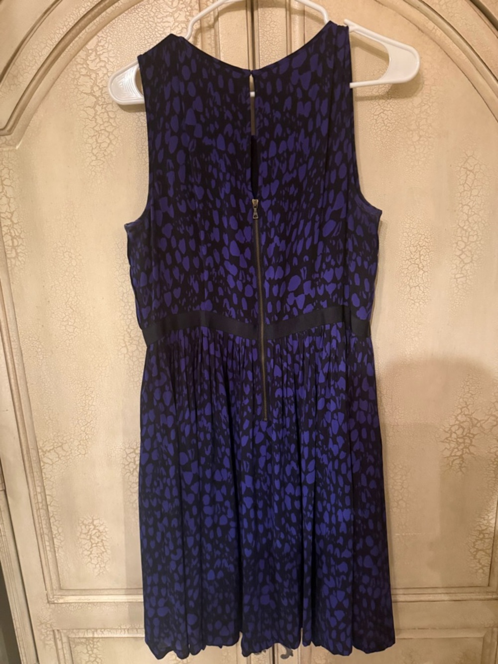 LOFT Purple and Black Patterned Sleeveless Midi Dress